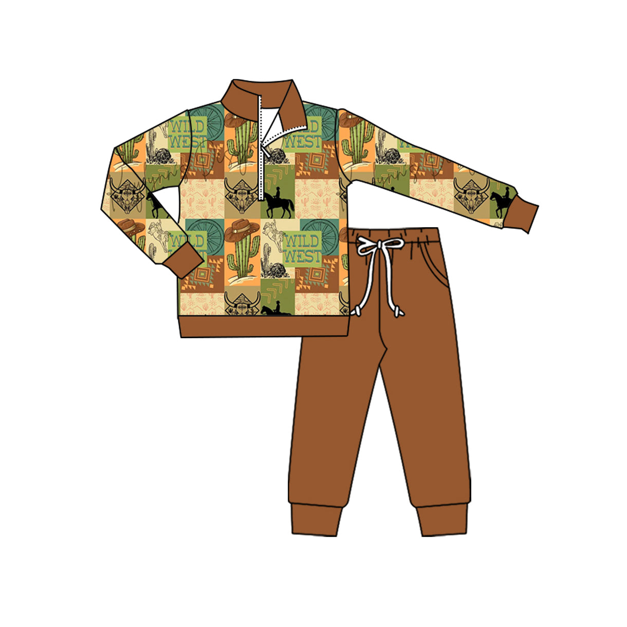 Wild west cowboy kids long sleeve matching set preorder