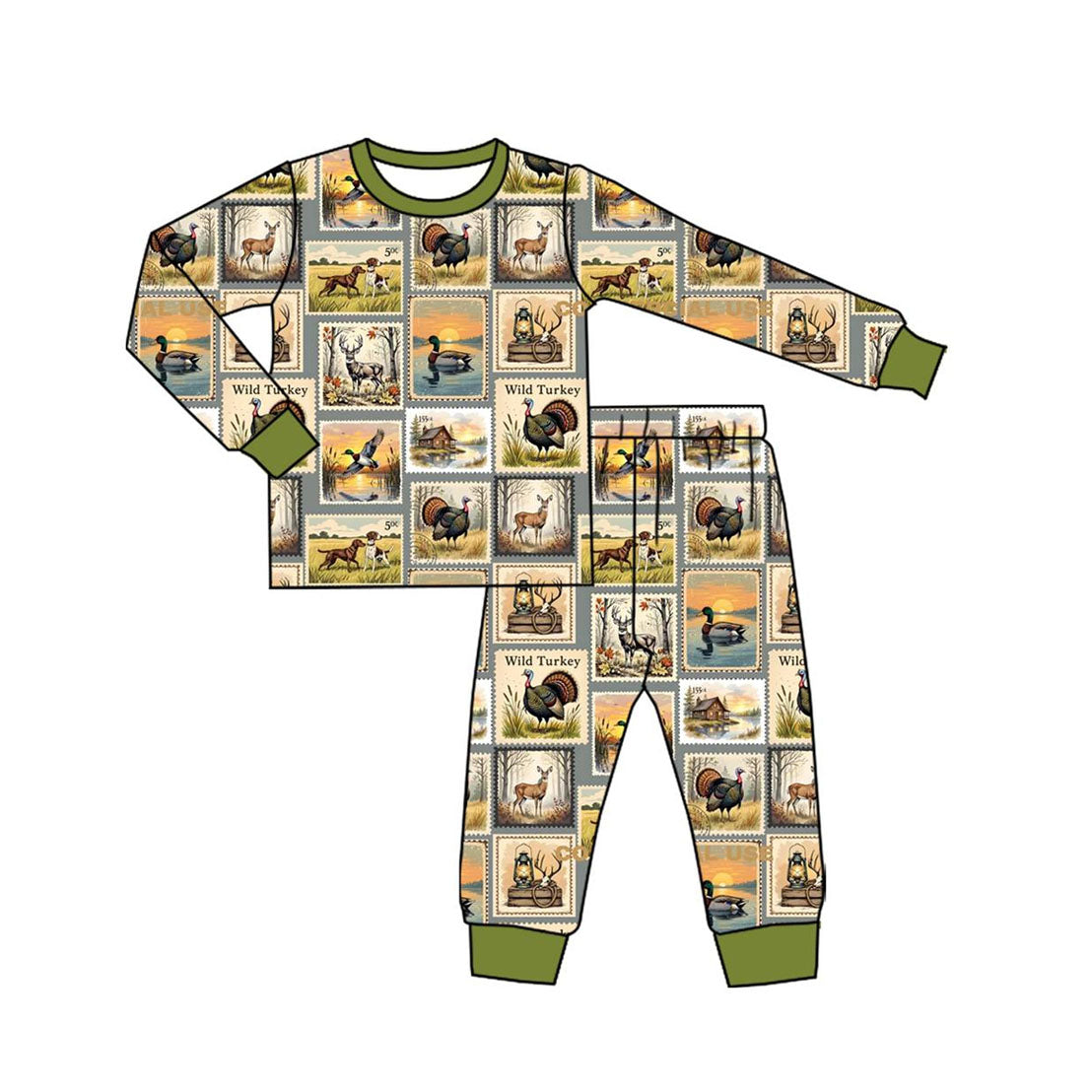 Turkey duck hunting season kids matching two pieces pajama set  preorder