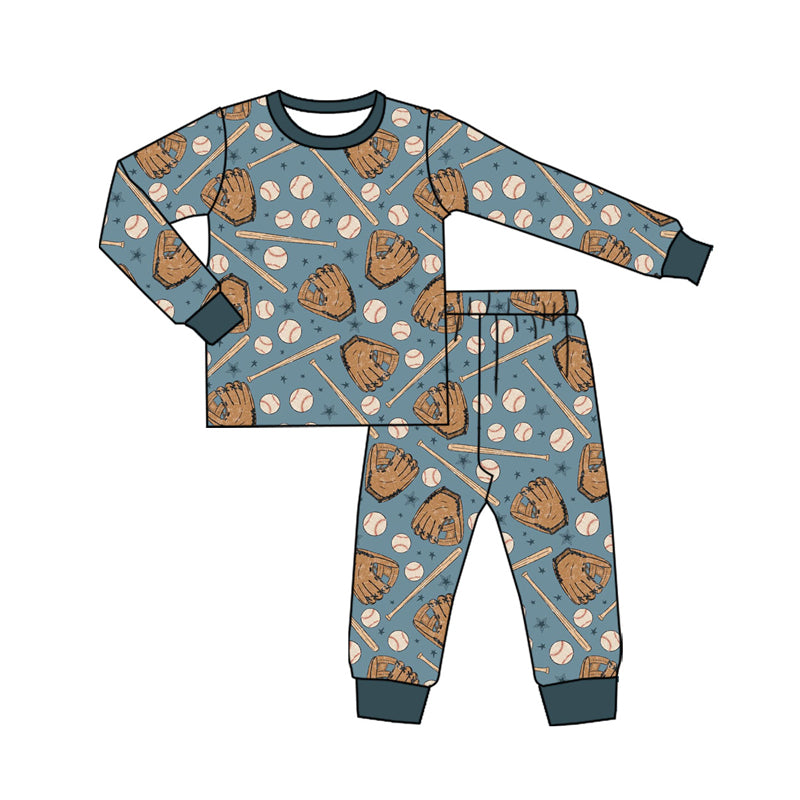 Baseball design boys long sleeve pajama set outfit preorder