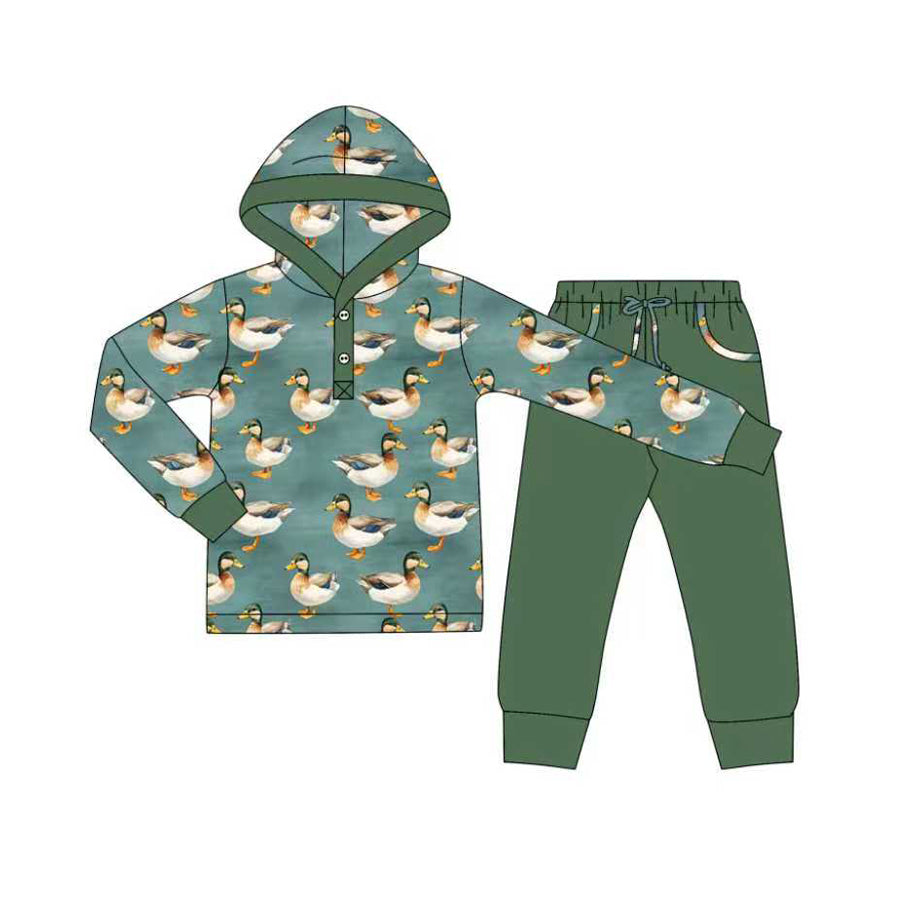 Kids boy mallard duck hoodie top matching pants matching outfit preorder