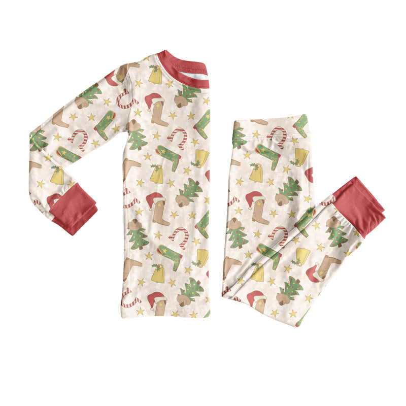 Christmas western santa design boy long sleeve outfit preorder