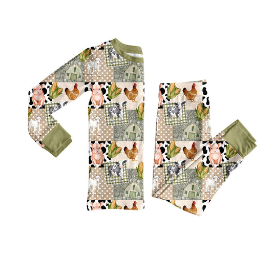 Farm animal design top matching pants kids long sleeve outfit preorder