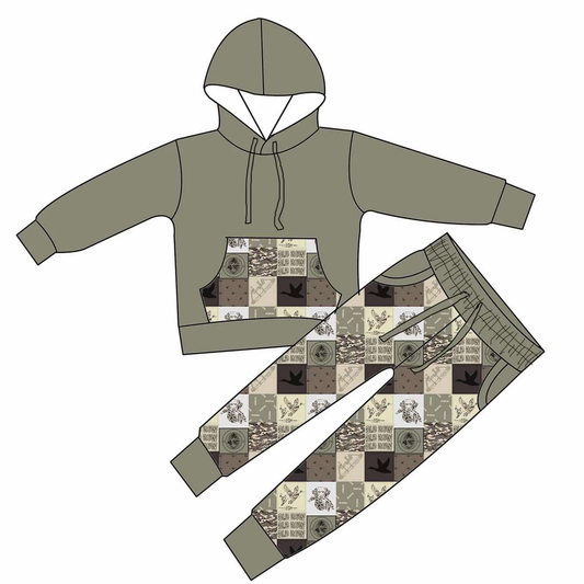 Deer duck long sleeve top matching pants baby boy outfit preorder