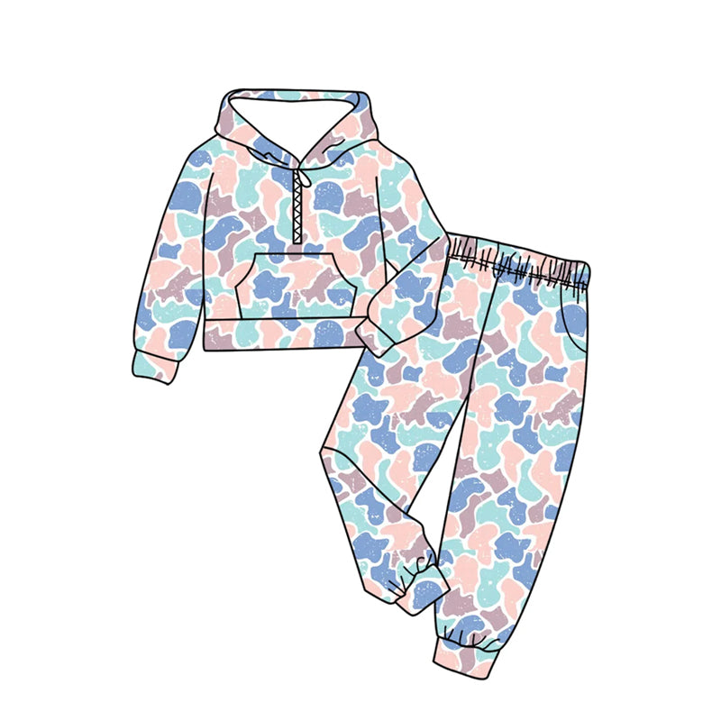 Colorful camo long sleeve top matching pants baby boy outfit preorder