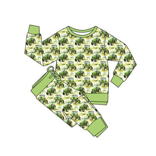 Farm tractory print long sleeve top matching pants baby boy outfit preorder