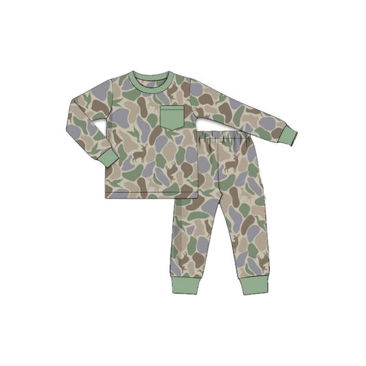 Deer duck camo kids boy long sleeve pajama set preorder