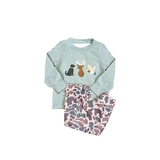 Deer duck dog camo kids boy long sleeve pajama set preorder