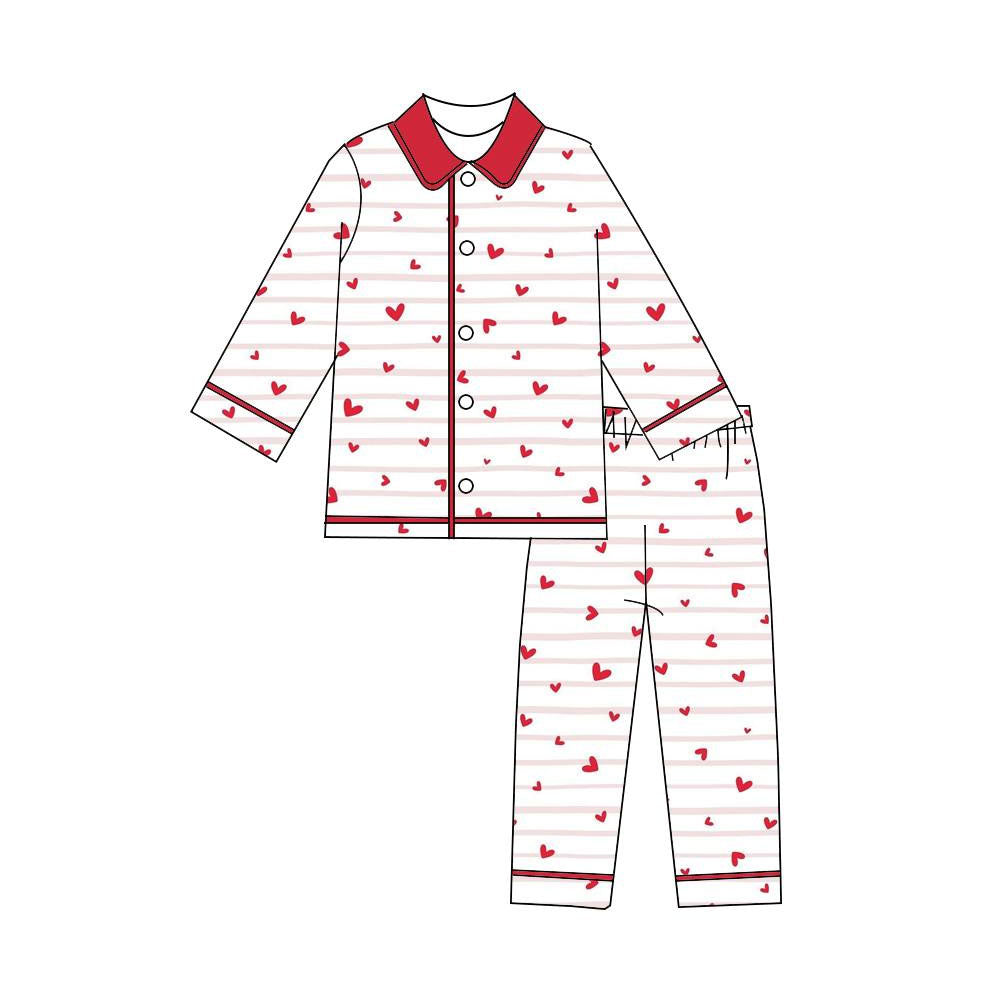 Valentines heart design kids boys long sleeve pajama set outfit preorder