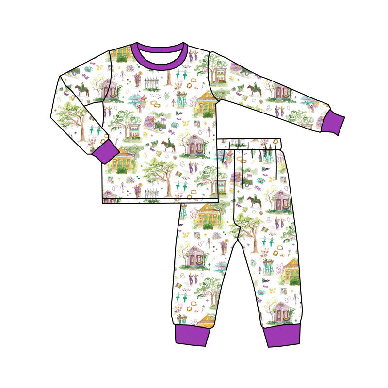 Mardi Gras design kids boys long sleeve outfit preorder