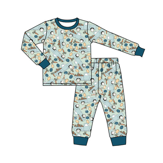 Easter egg trucks design kids long sleeve outfit preorder