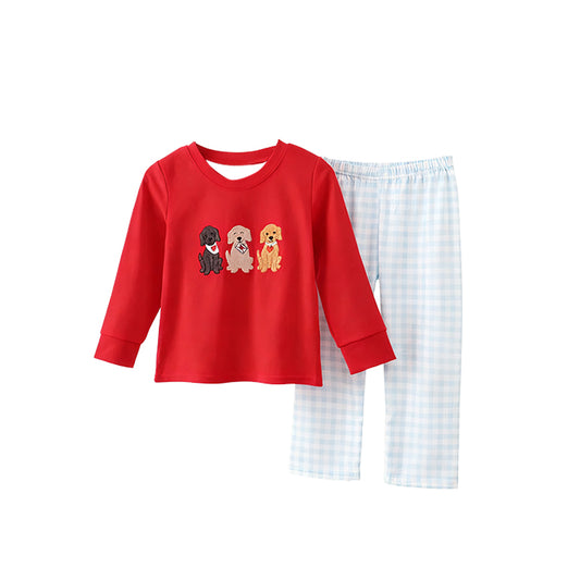 Cute dog shirt matching pants design kids long sleeve outfit preorder