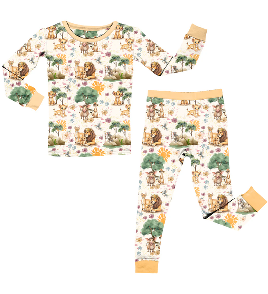 Animal lion top matching pants kids long sleeve outfit preorder