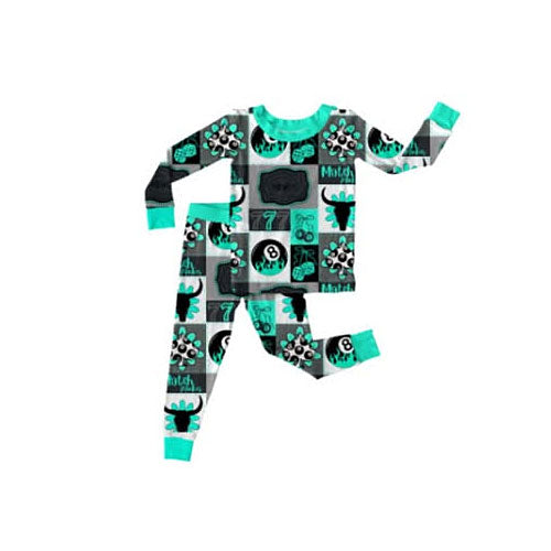 Western turquoise top matching pants kids long sleeve outfit preorder