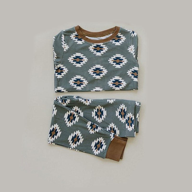 Western aztec long sleeve top matching pants kids outfit preorder