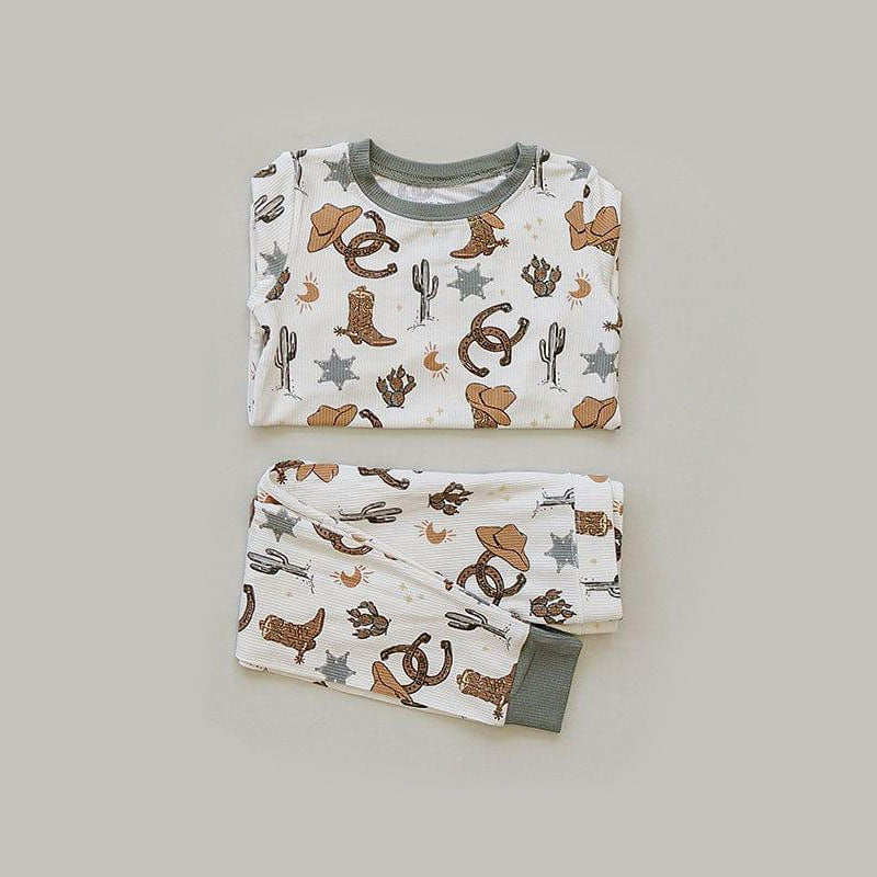 Western cowboy long sleeve top matching pants kids outfit preorder