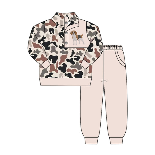 Dog camo long sleeve pullover top matching pants outfit preorder