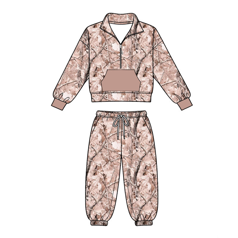 Camo print long sleeve pullover top matching pants boy outfit preorder