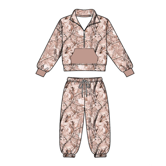 Camo print long sleeve pullover top matching pants boy outfit preorder