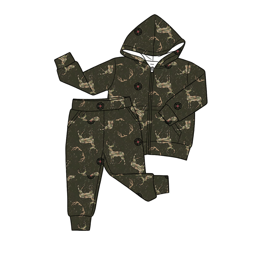 Camo Deer print boys long sleeve hoodie set outfit preorder