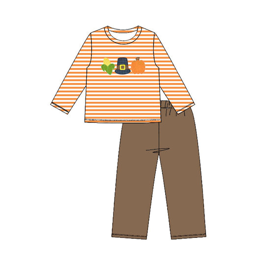 Halloween Pumpkin print boys long sleeve outfit preorder