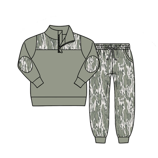 Grey long sleeve pullover matching pants boy spring fall outfit preorder