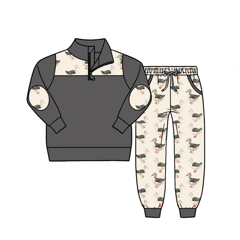 Green long sleeve pullover matching pants boy spring fall outfit preorder