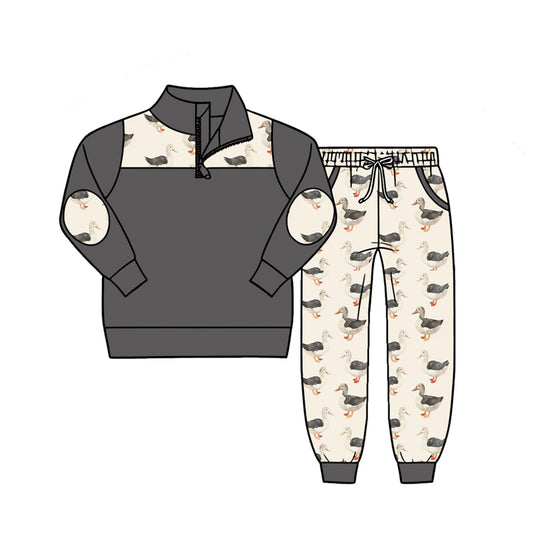 Green long sleeve pullover matching pants boy spring fall outfit preorder