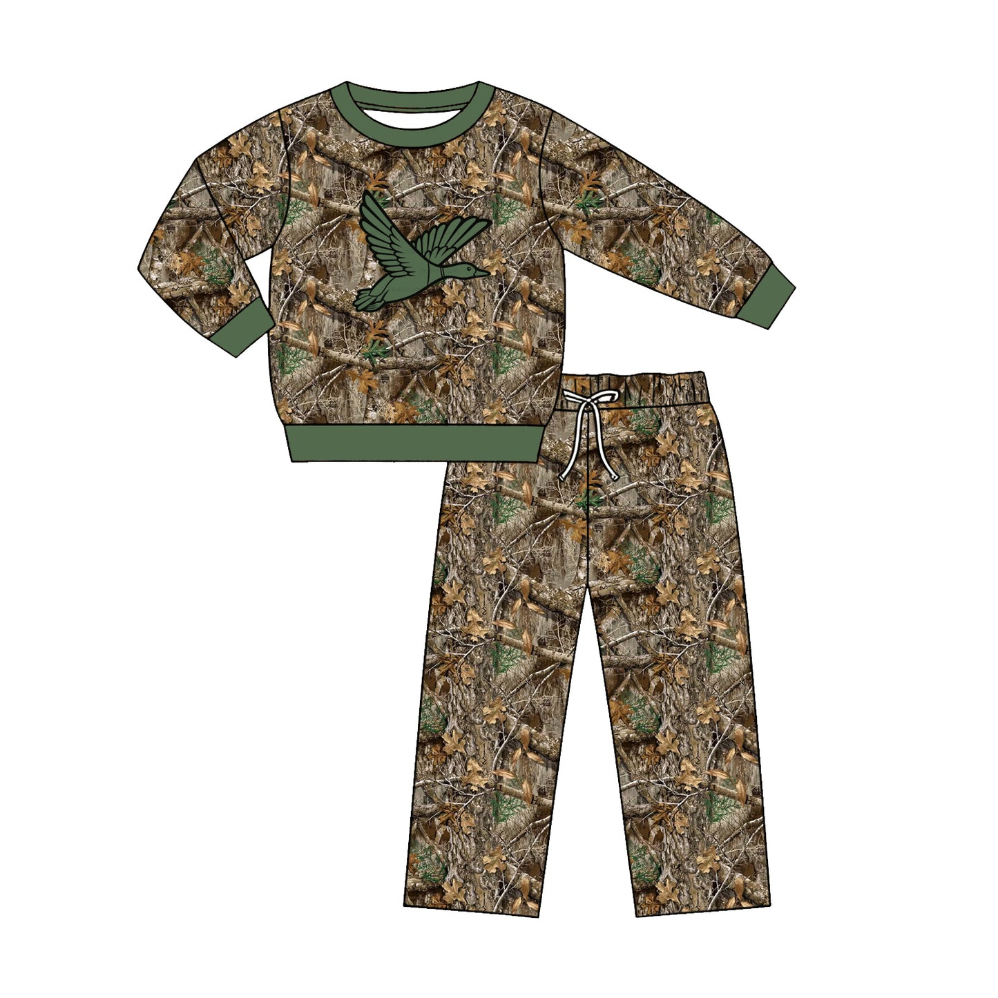 Boy long sleeve duck camo top matching pants boy spring fall outfit preorder