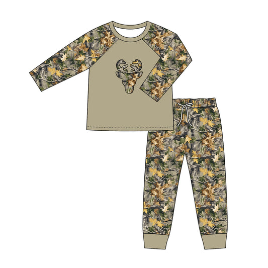 Boy long sleeve deer camo top matching pants boy spring fall outfit preorder