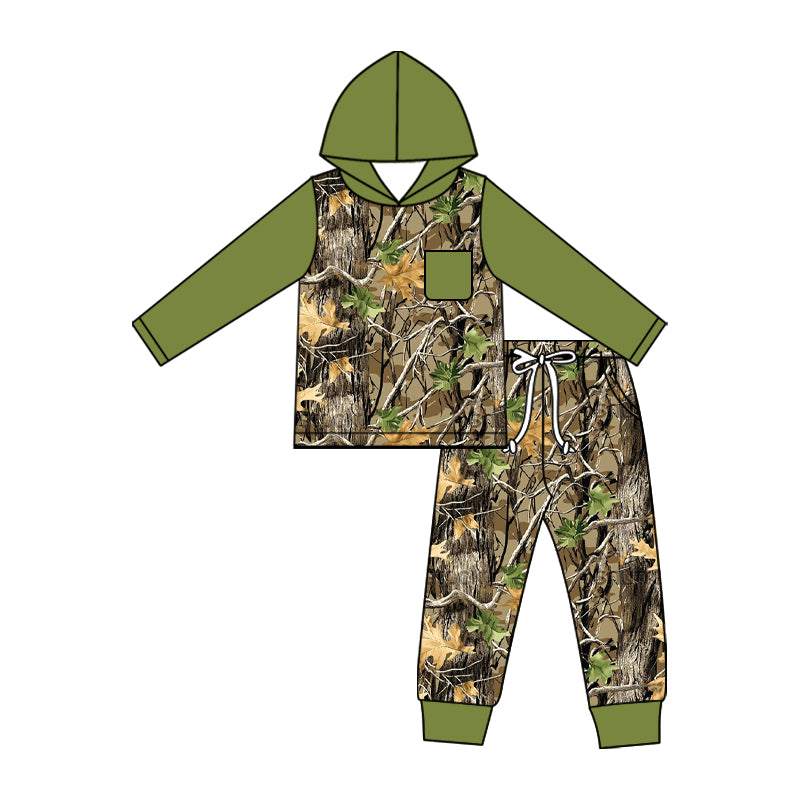 Camo print boys long sleeve hoodie set outfit preorder
