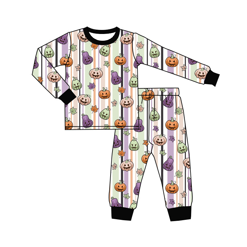 Halloween pumpkins long sleeve top matching pants boy outfit preorder