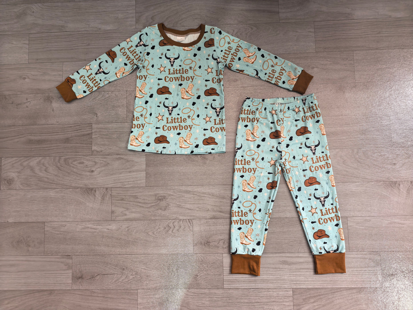 Little cowboy long sleeve top matching pants boy outfit preorder