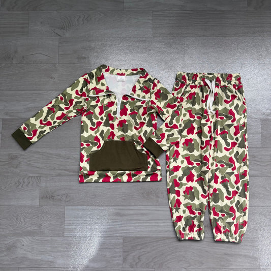 Christmas deer camo long sleeve pullover top matching pants boy outfit preorder