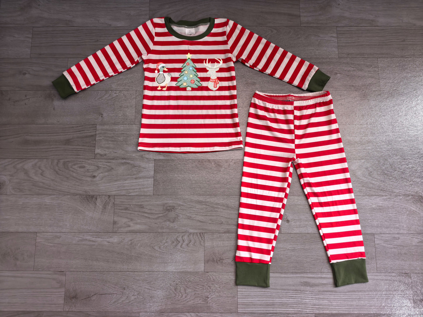 Christmas embroidery duck print long sleeve top matching pants boy pajama set preorder