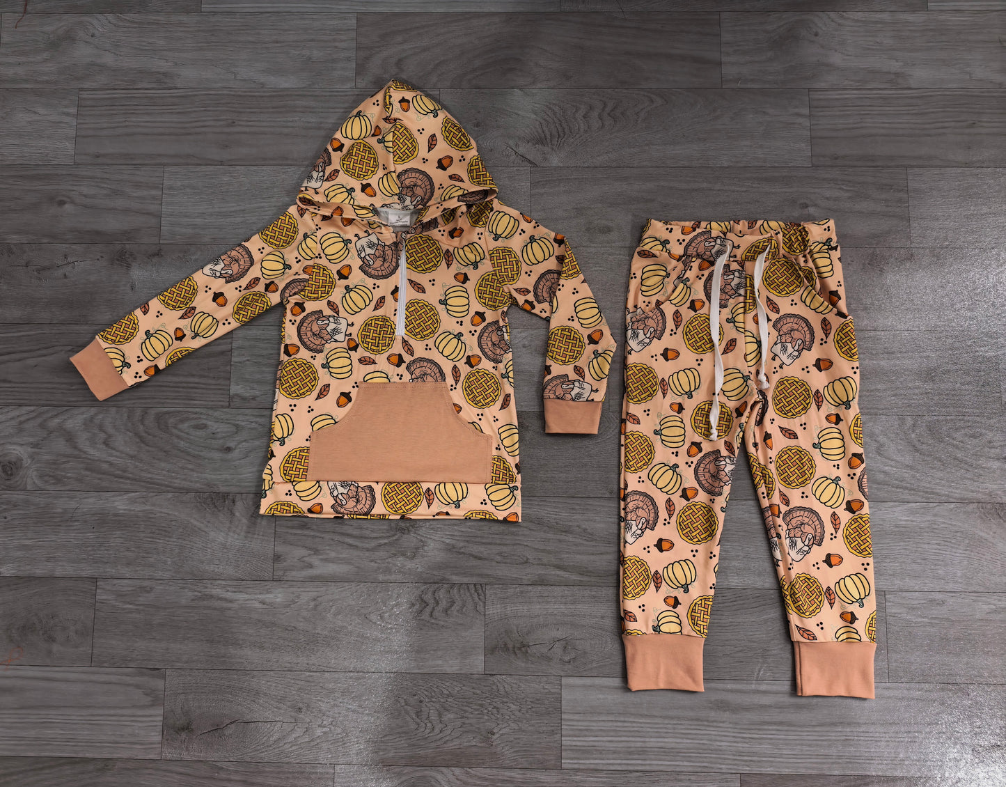 Boys long sleeve Thanksgiving turkey top matching pants fall outfit preorder