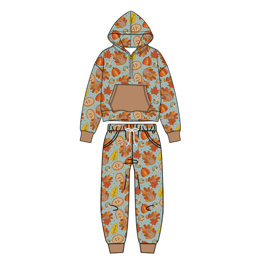 Boys long sleeve Thanksgiving turkey top matching pants fall outfit preorder