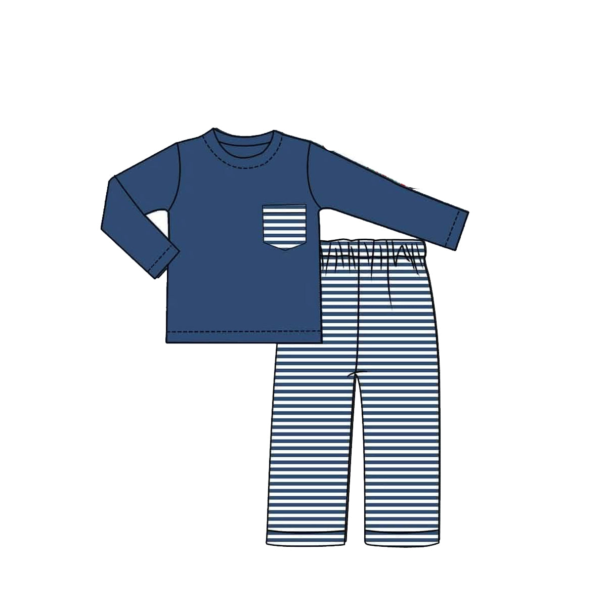 Navy pocket print boys long sleeve set outfit preorder