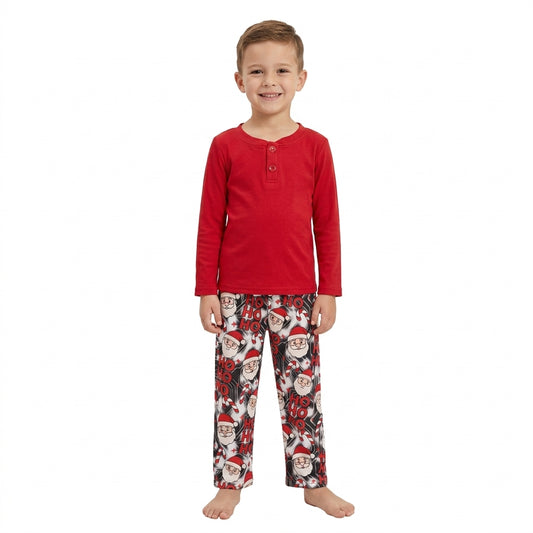 Red long sleeve top matching christmas hoho pants girls wholesale factory price outfit