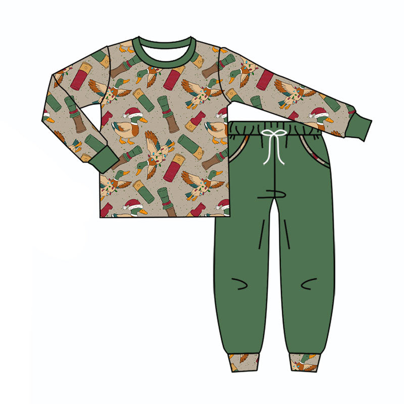 Long sleeve Christmas duck call top matching pants boys wholesale factory price outfit preorder