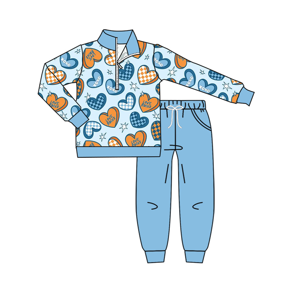 Valentines heart top matching pants boy wholesale factory price outfit preorder