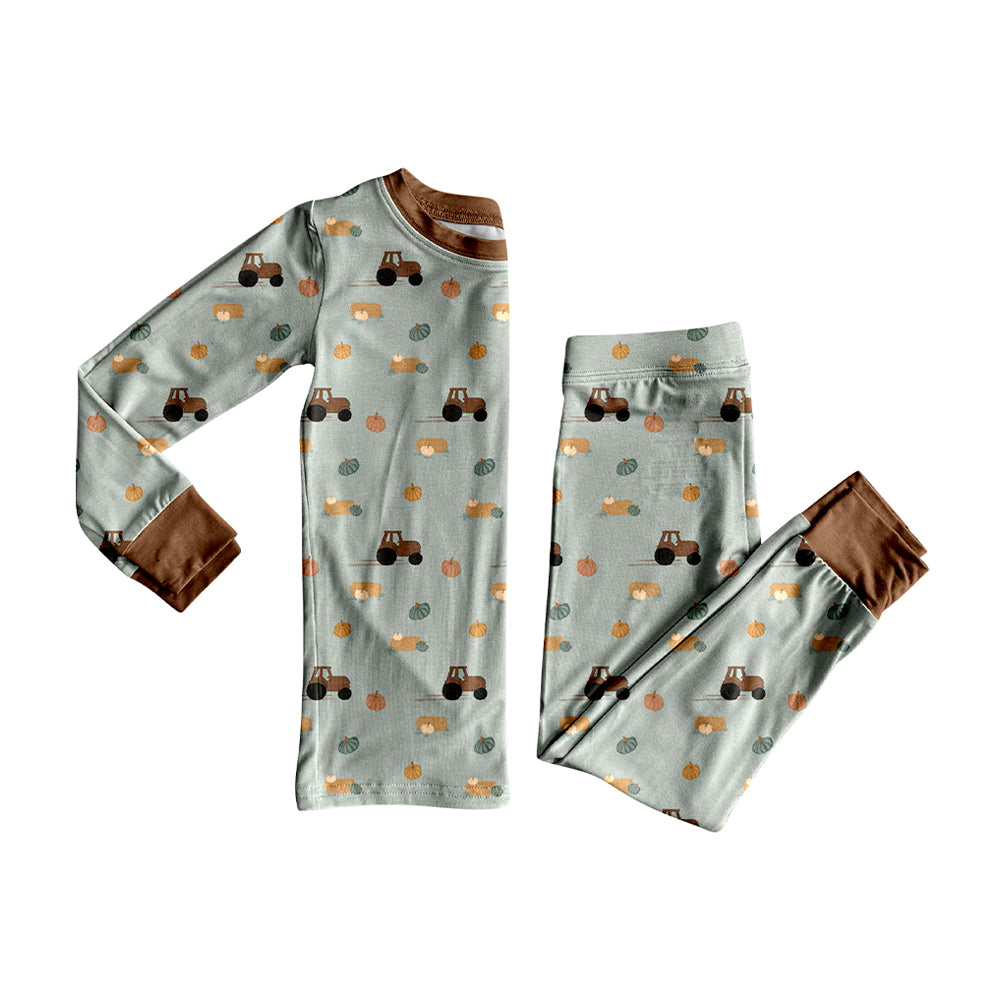 Pumpkin truck boys long sleeve pajama set outfit preorder