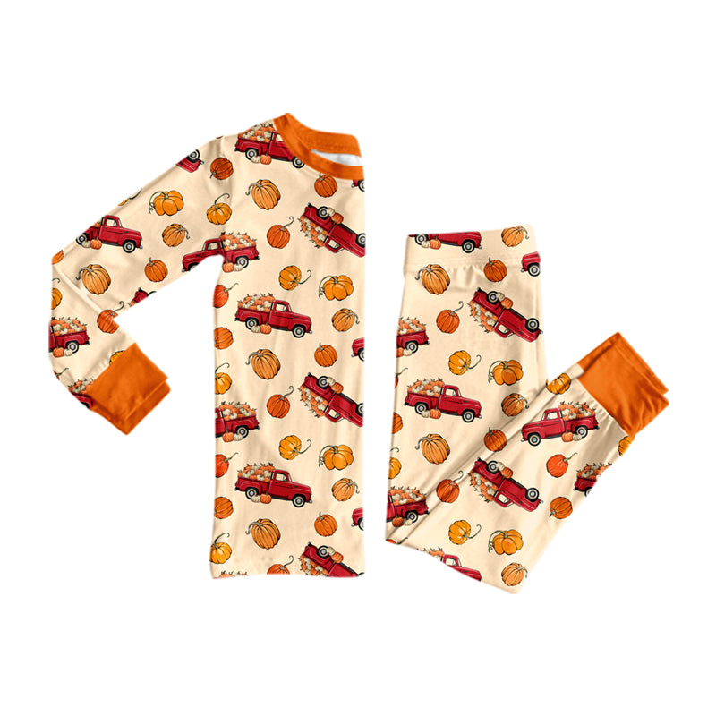 Pumpkin truck boys long sleeve pajama set outfit preorder