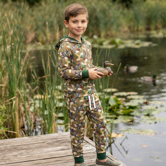 Duck print boys long sleeve hoodie set outfit