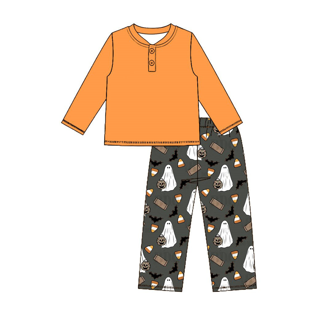 Halloween ghost print boys long sleeve outfit preorder