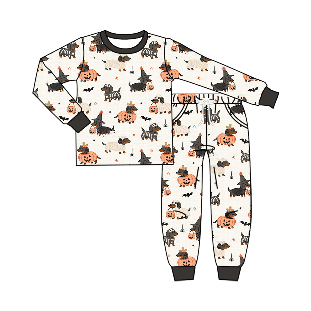 Halloween pumpkin ghost print boys long sleeve outfit preorder
