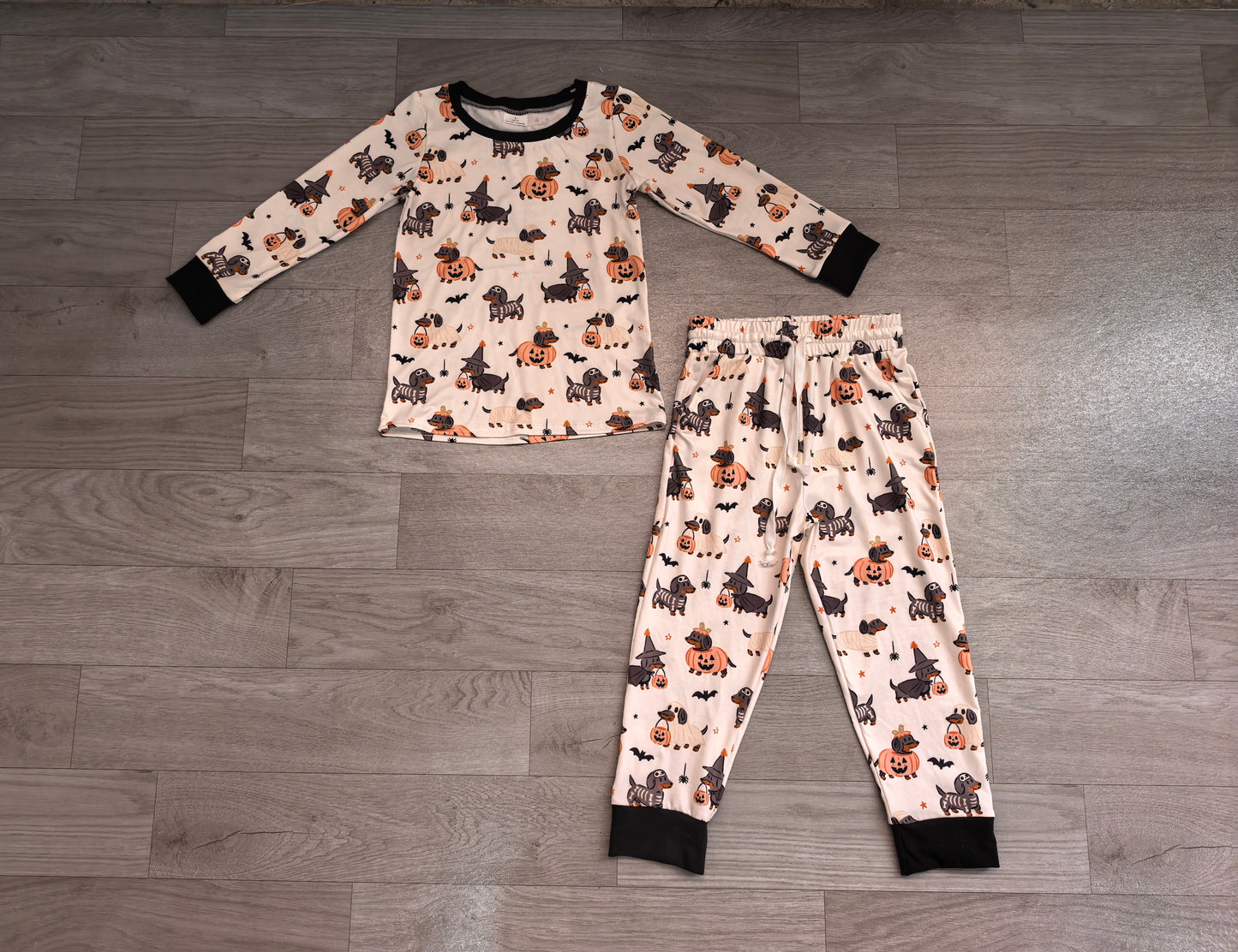 Halloween pumpkin ghost print boys long sleeve outfit preorder