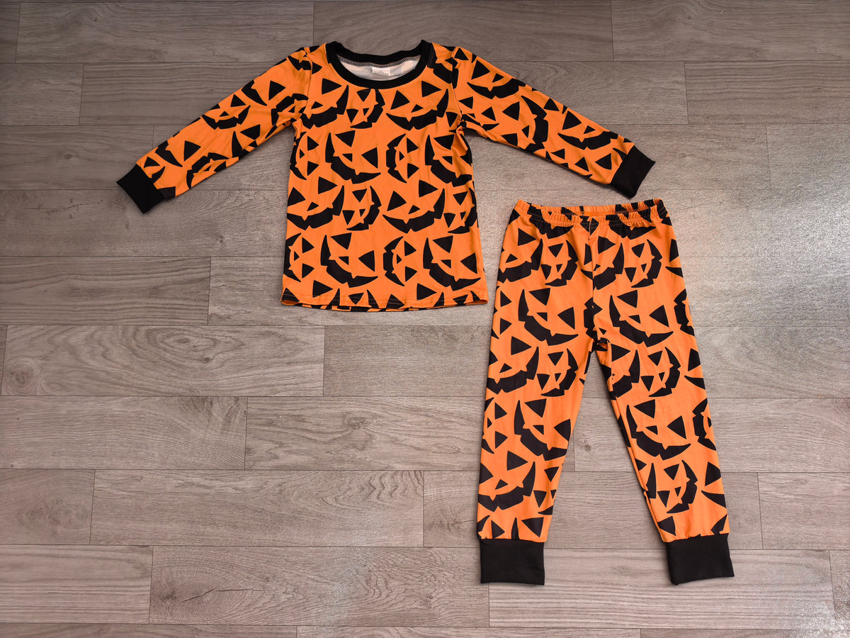 Halloween pumpkin print boys long sleeve outfit preorder