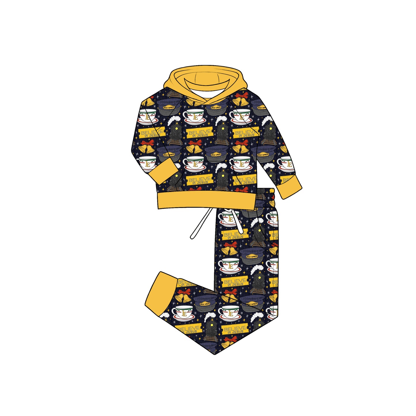 Believe in jesus print boys long sleeve outfit preorder