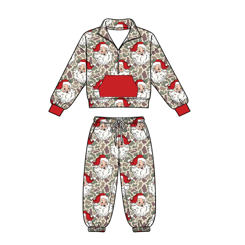 Christmas santa claus long sleeve top matching pants boys fall winter outfit preorder