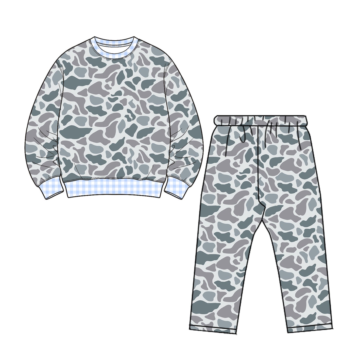 Light grey long sleeve top matching pants boys fall winter outfit preorder